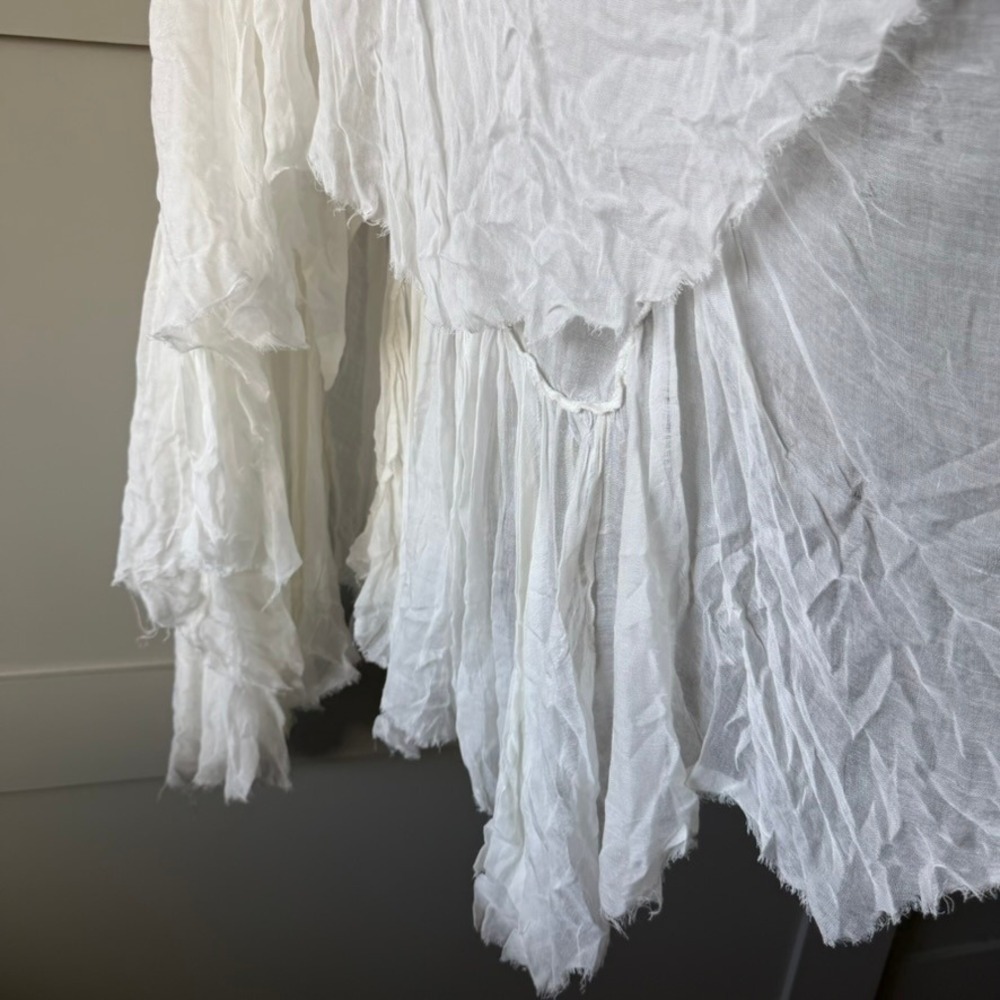 Free People White Handkerchief Raw Hem Sheer One Clover Skirt Sz S/M Boho - Picture 4 of 16